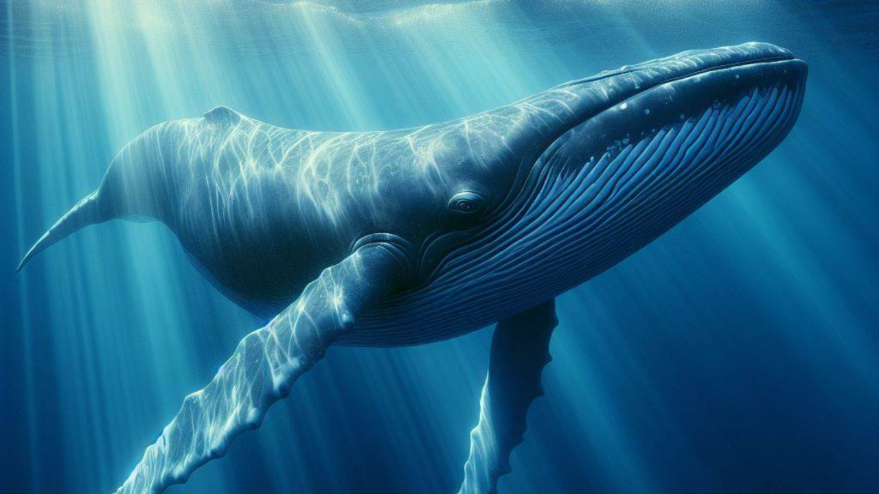 Sei Whale under water - AI generated