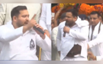 Unbearable Pain Tejashwi Yadav Lifts His Shirt To Show Waist Belt During Poll Rally  Video