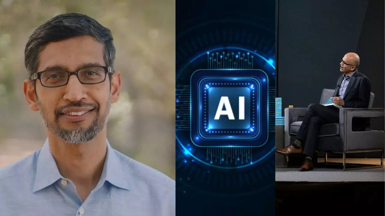 google vs microsoft, google ai, ai, microsoft ai, microsoft bing, bing search, chatgpt, sundar pichai, sundar pichai vs satya nadella