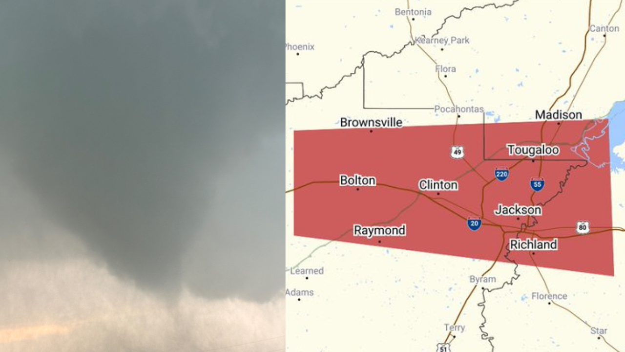 Tornado reaching Jackson, Mississippi