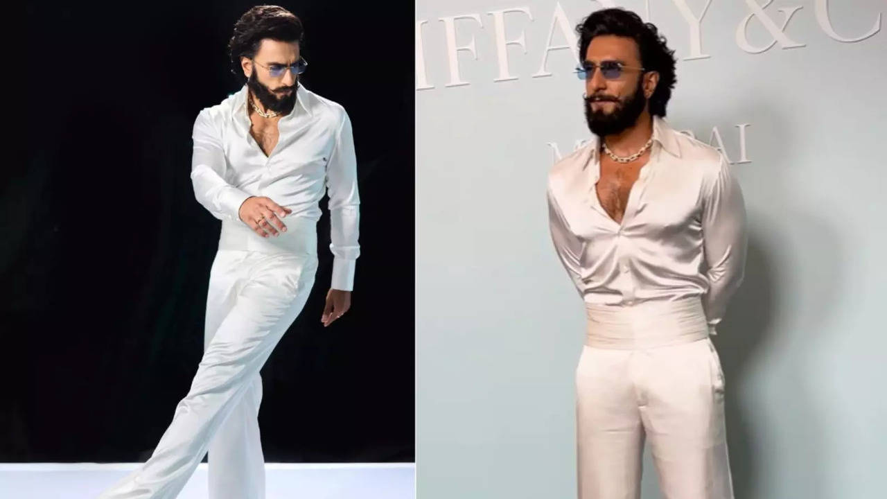 ​Ranveer Singh Dons All-White Satin Outfit With Diamond Necklace Worth Rs 2 Crore, Netizens Say, 'He Is Looking Dashing'