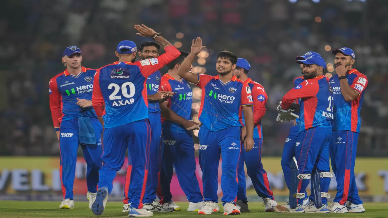 Delhi Capitals players celebrating a wicket