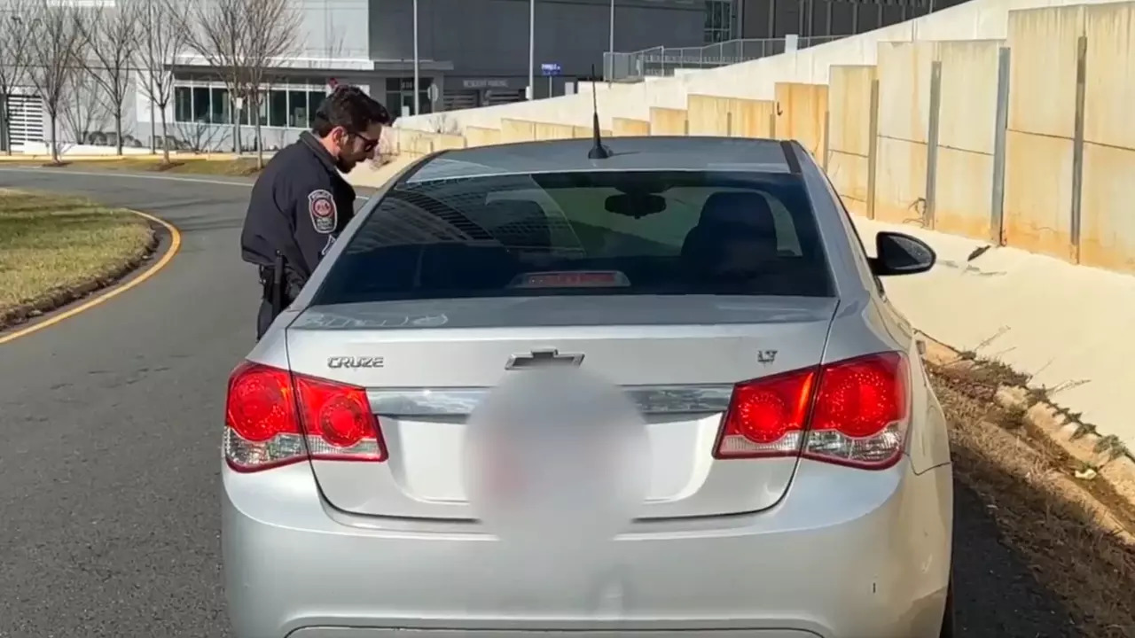 Officer Kodabakhchian conducts a traffic stop after catching a driver speeding. Courtesy: FCPD