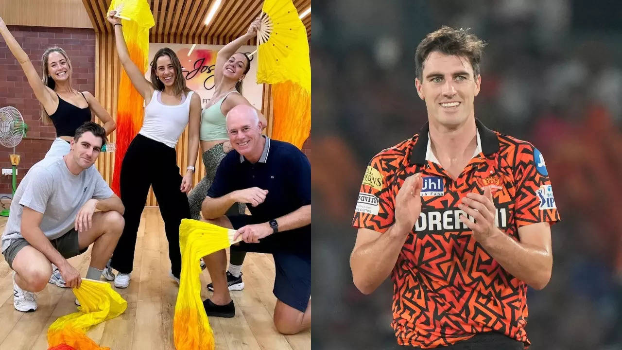 Pat Cummins pictured with his family during a Bollywood dance session on his birthday. Courtesy: AP