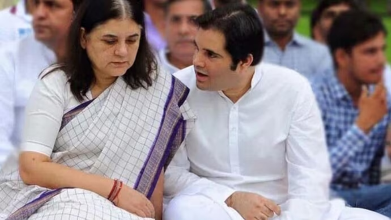 Maneka Gandhi with son Varun Gandhi