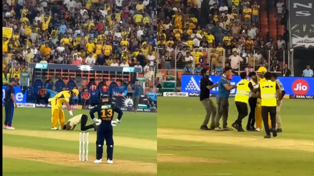 Fan breaches security to meet MS Dhoni during IPL 2024 match