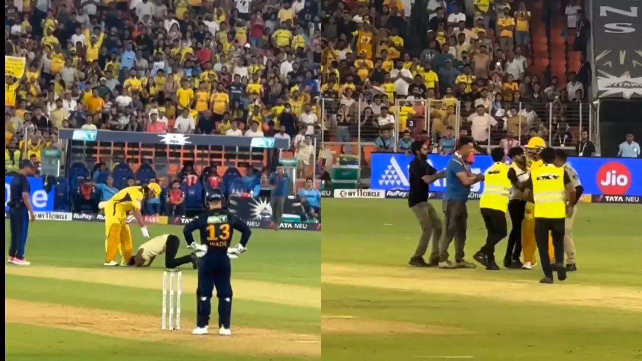 Fan breaches security to meet MS Dhoni during IPL 2024 match