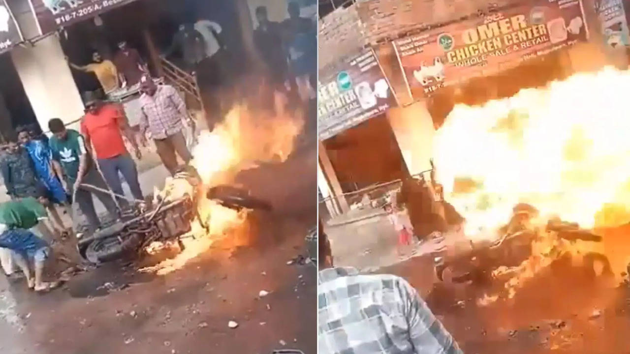 Royal Enfield Fire Viral Video Times Drive