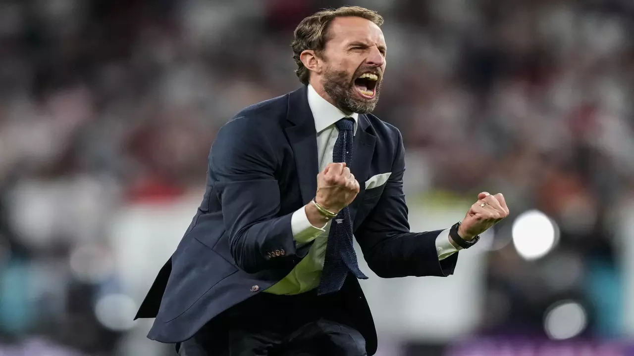 Gareth Southgate reacts during a match