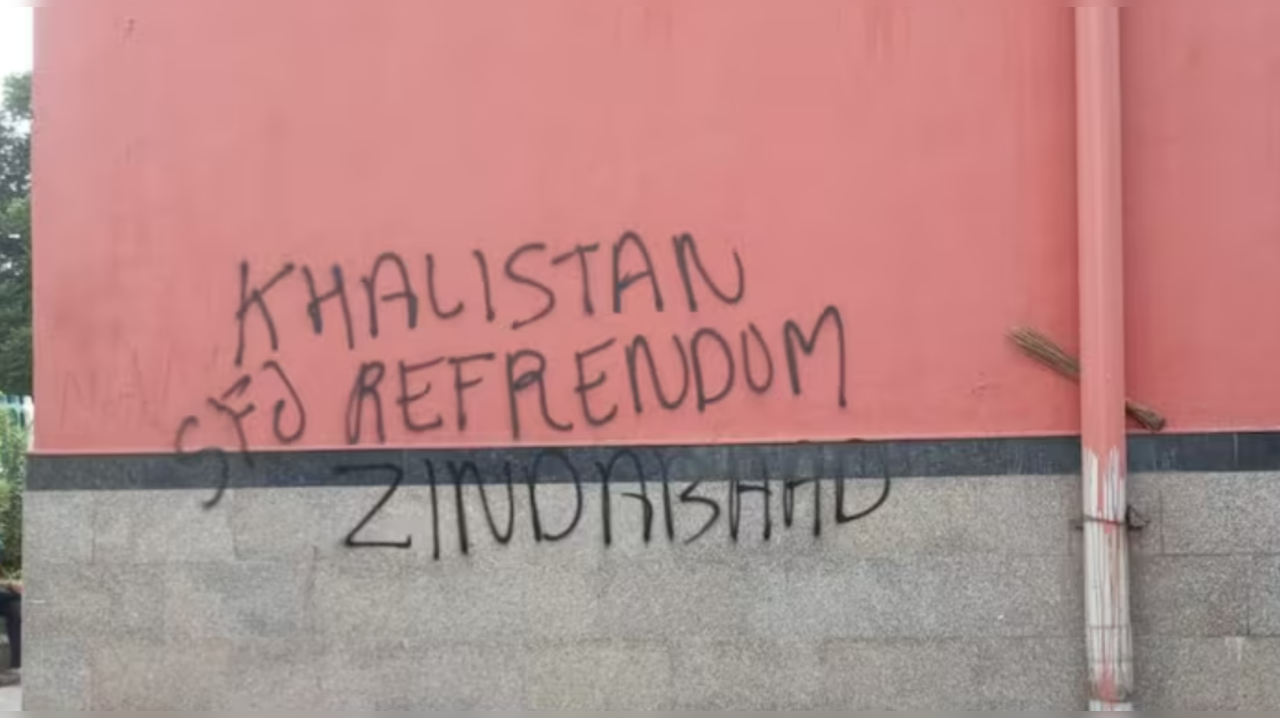 Pro-Khalistan slogans surfaced on the walls of a metro station in Delhi