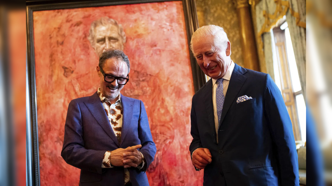 King Charles And Jonathan Yeo During The Portrait Unveiling