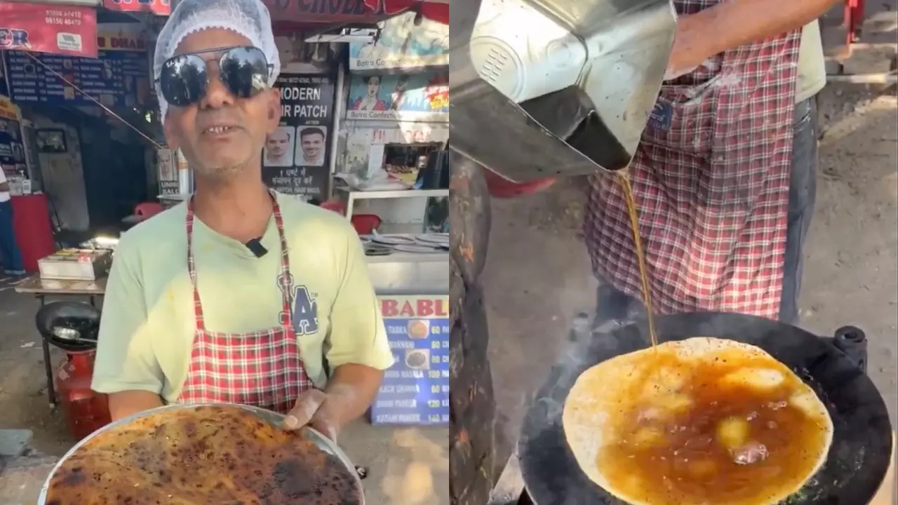 The making of the now-refuted Diesel Paratha at Bablu Vaishno Dhaba. | Amanpreet Singh/Instagram