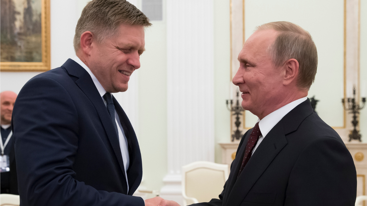 Slovakia PM Robert Fico and Russia's Vladimir Putin