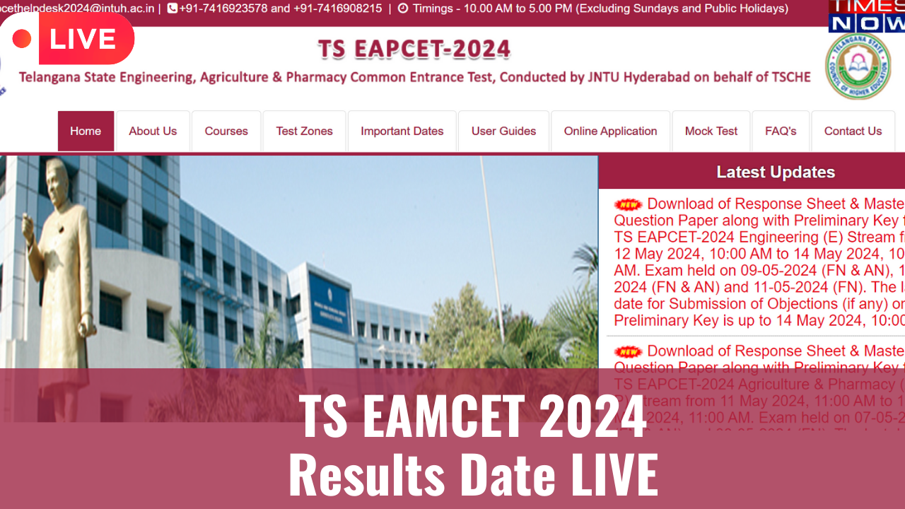 TS EAMCET 2024 Results Date LIVE DECLARED TS EAPCET Result Direct Link on eapcettscheacin Manabadi