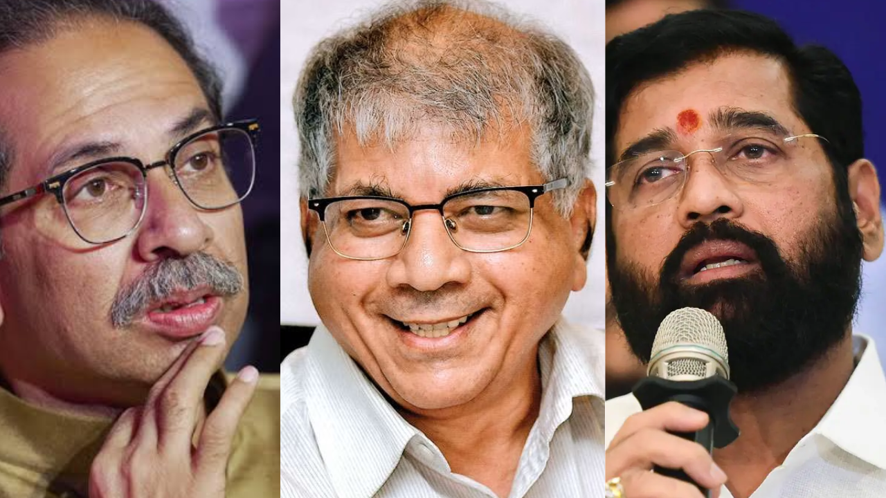 uddhav thackeray, prakasha ambedkar and  eknath shinde