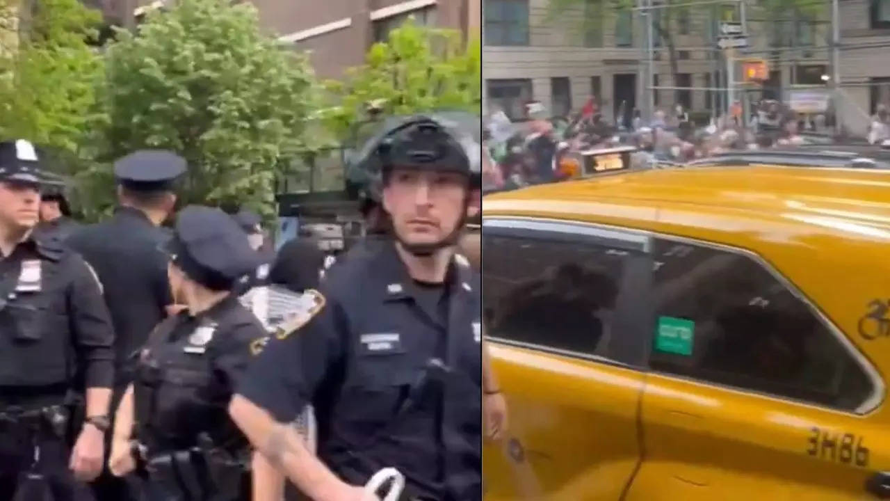 new york pro-palestine protest turns violent: nypd and demonstrators engage in brawl | video