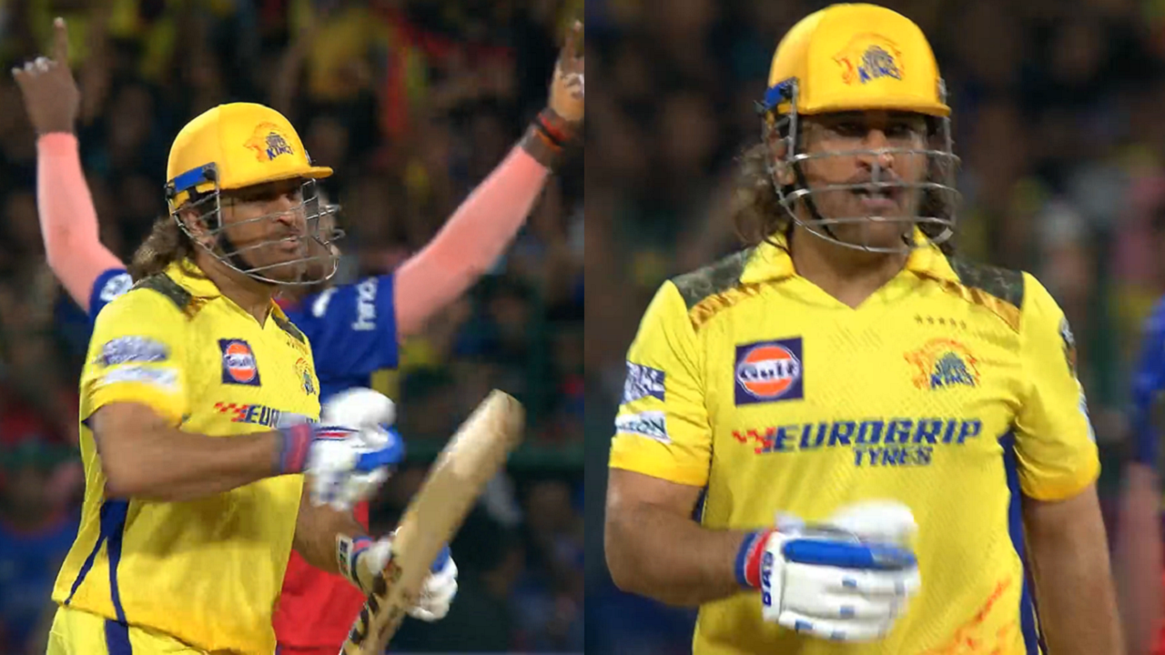 MS Dhoni punches bat in anger after getting dismissed against RCB