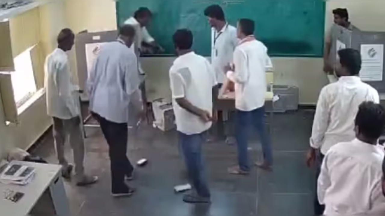 YSRCP MLA P Ramakrishna Reddy Allegedly Destroys Voting Machine