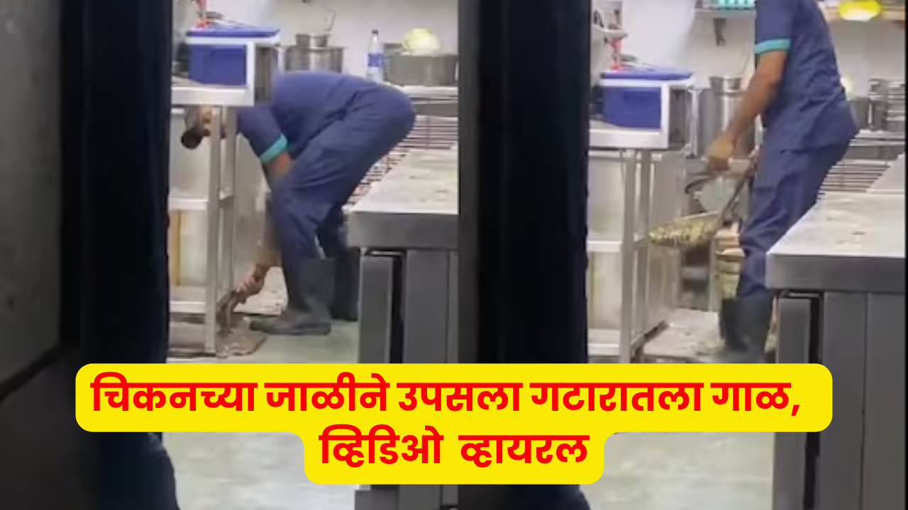 shoking viral video with chicken fry spoon clean sewer in mumbai hotel