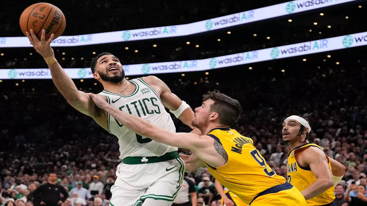 Boston Celtics' Jayson Tatum in action against Indiana Pacers