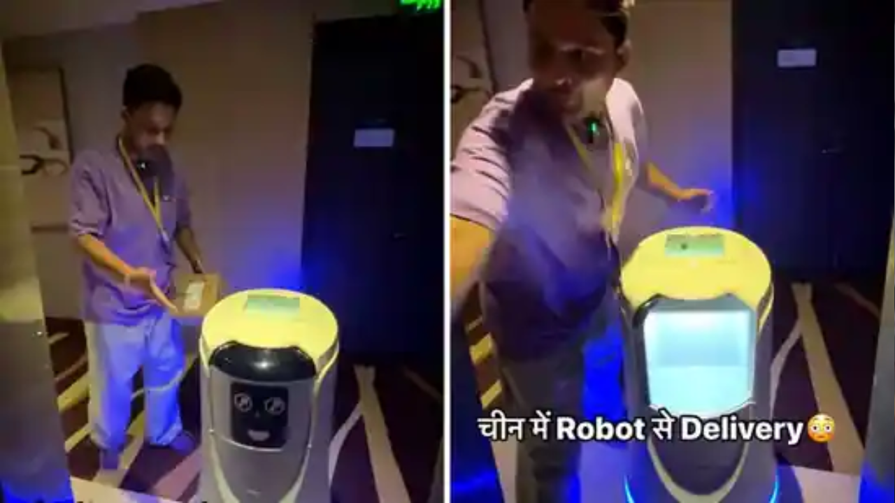 Viral Video: UP Influencer Thrilled as Robot Delivers Parcel to His Room in China