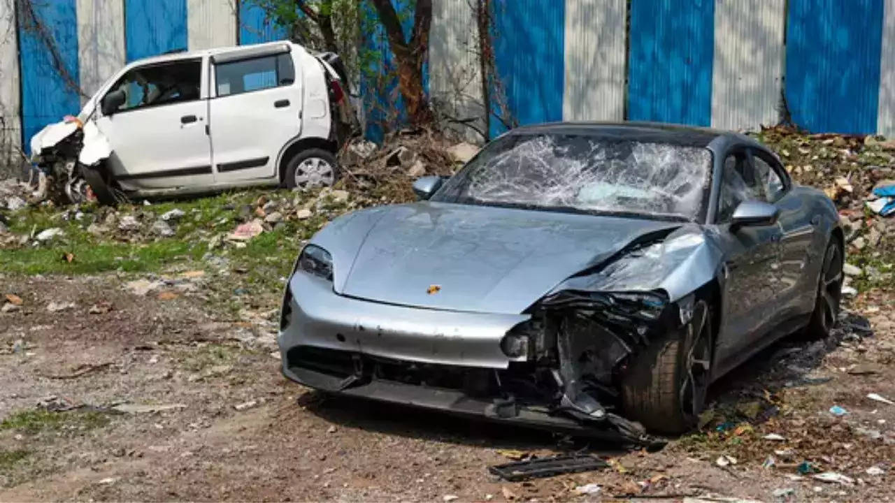 The Porsche involved in the fatal crash in Pune