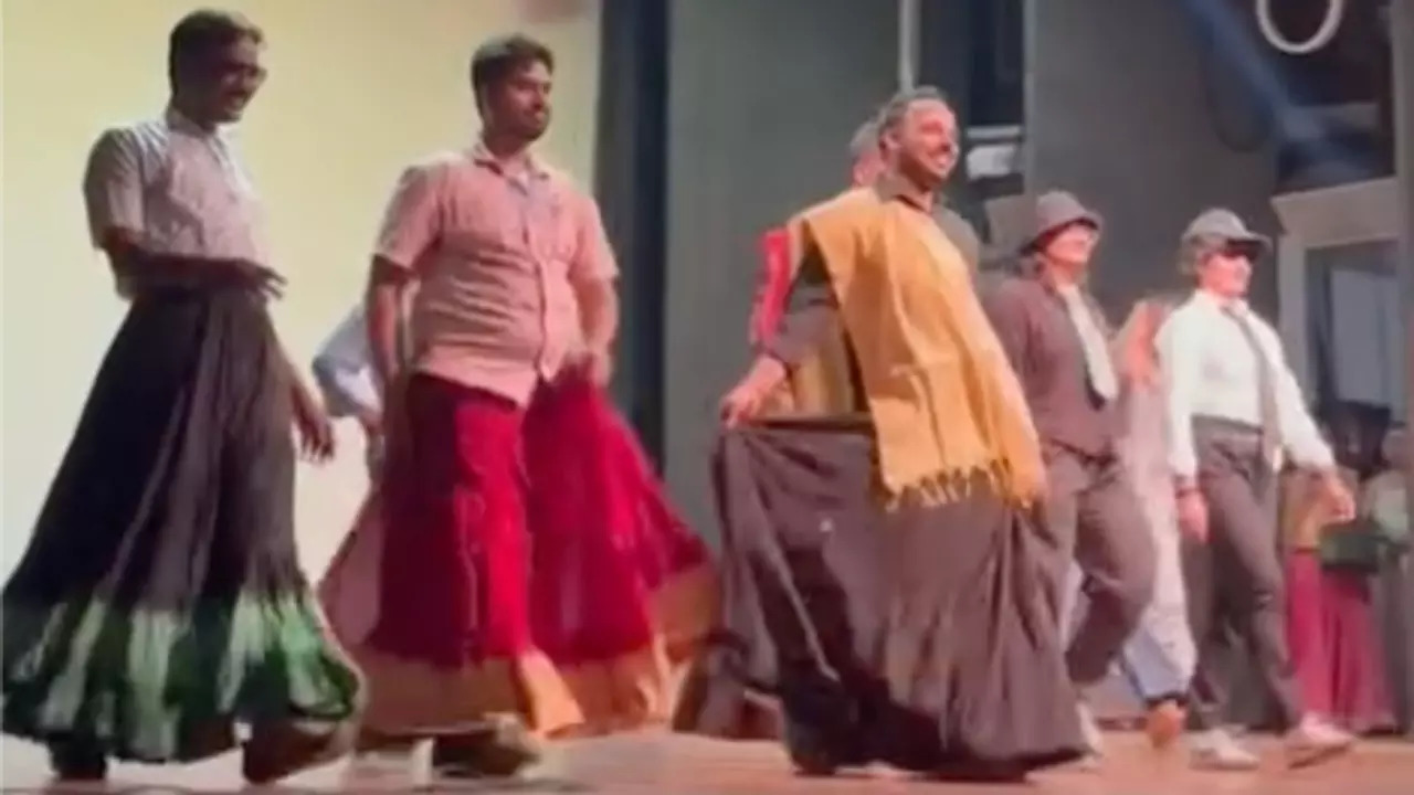 Delhi University faculty walks the ramp during a Kamla Nehru College farewell. | Credit: Instagram