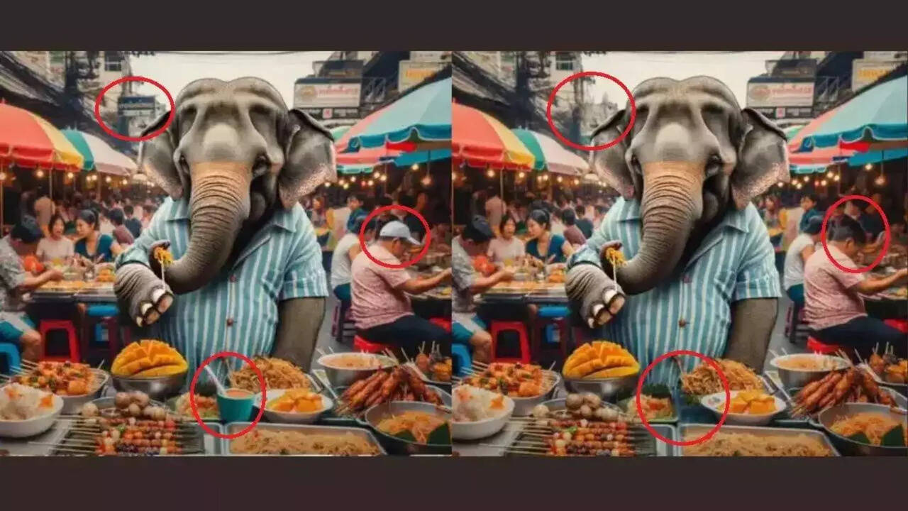  உண்ணும் யானையின் படத்தில் 3 வித்தியாசங்கள் இருக்கு... கண்டுபிடிக்க முடியுமா? 