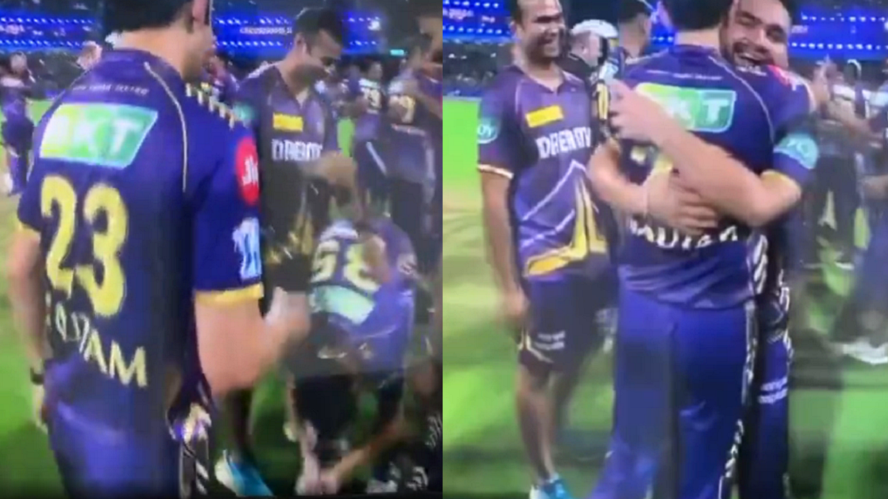 Rinku Singh bows down to Gautam Gambhir after KKR's win in IPL 2024 final