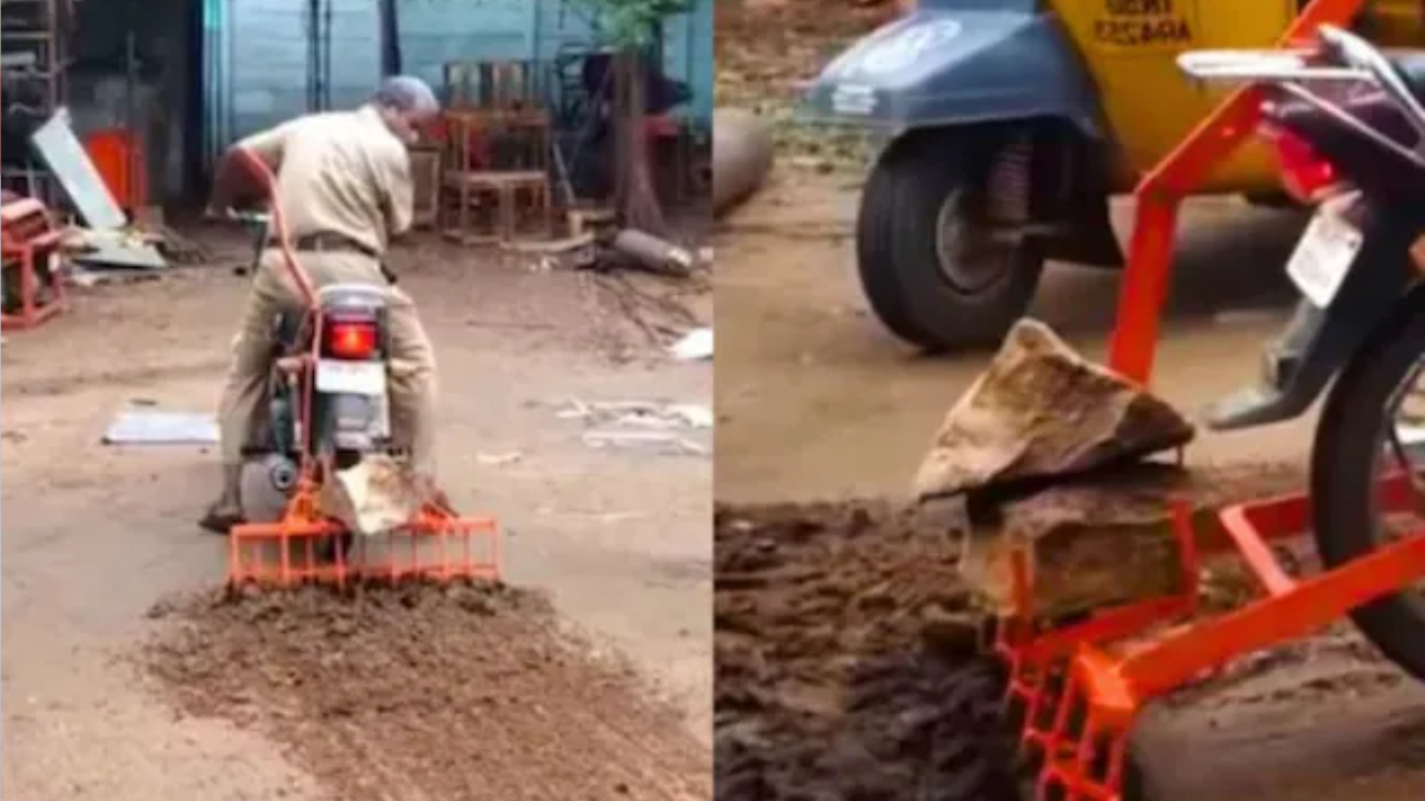 Viral Video: Farmer's Brilliant 'Desi Jugaad' Turns Motorcycle Into Plough. Watch