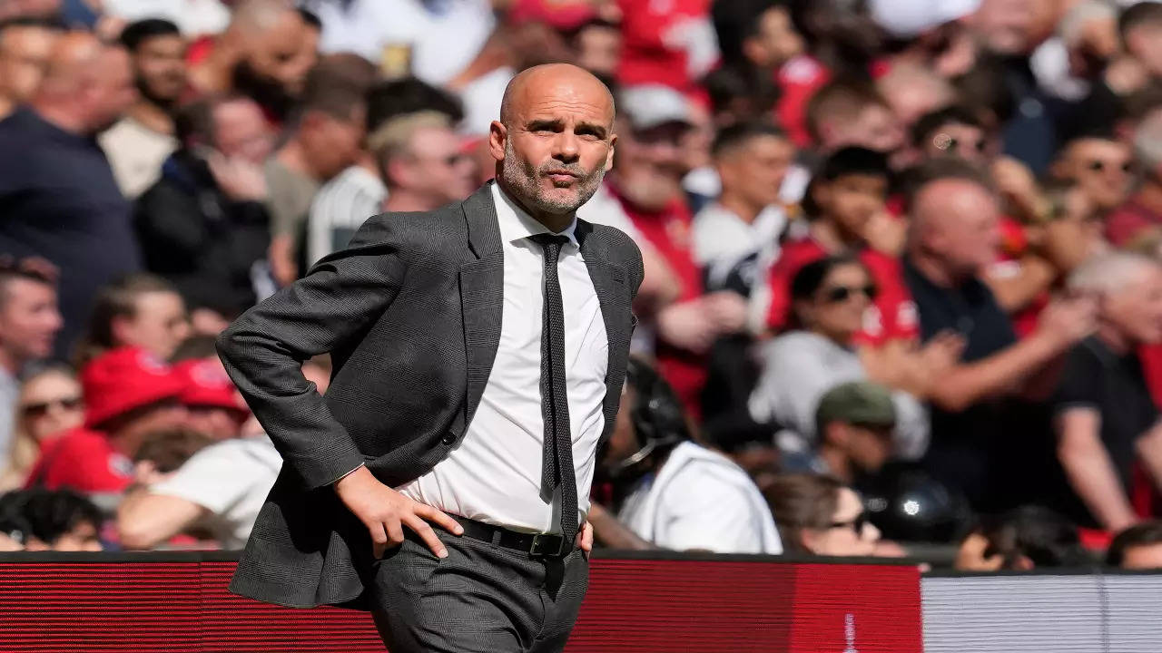 Pep Guardiola reacts during the FA Cup final