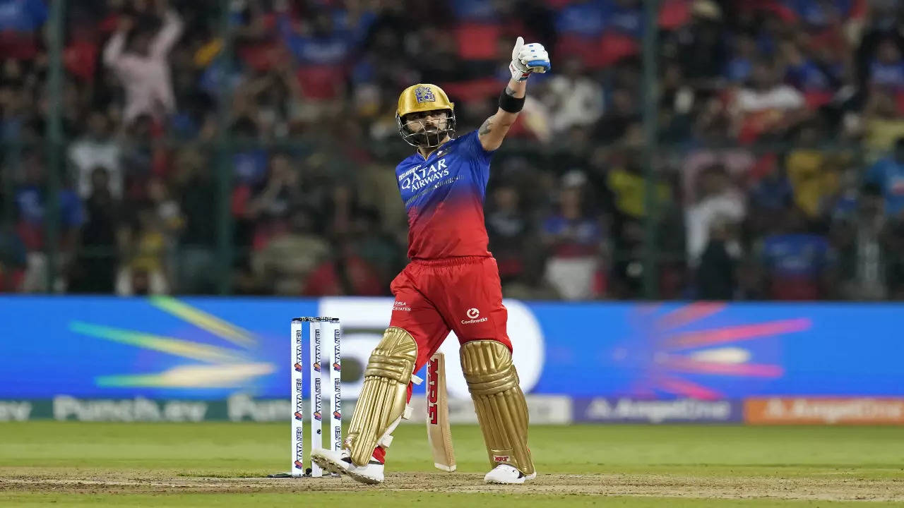 Virat Kohli reacts during an IPL game