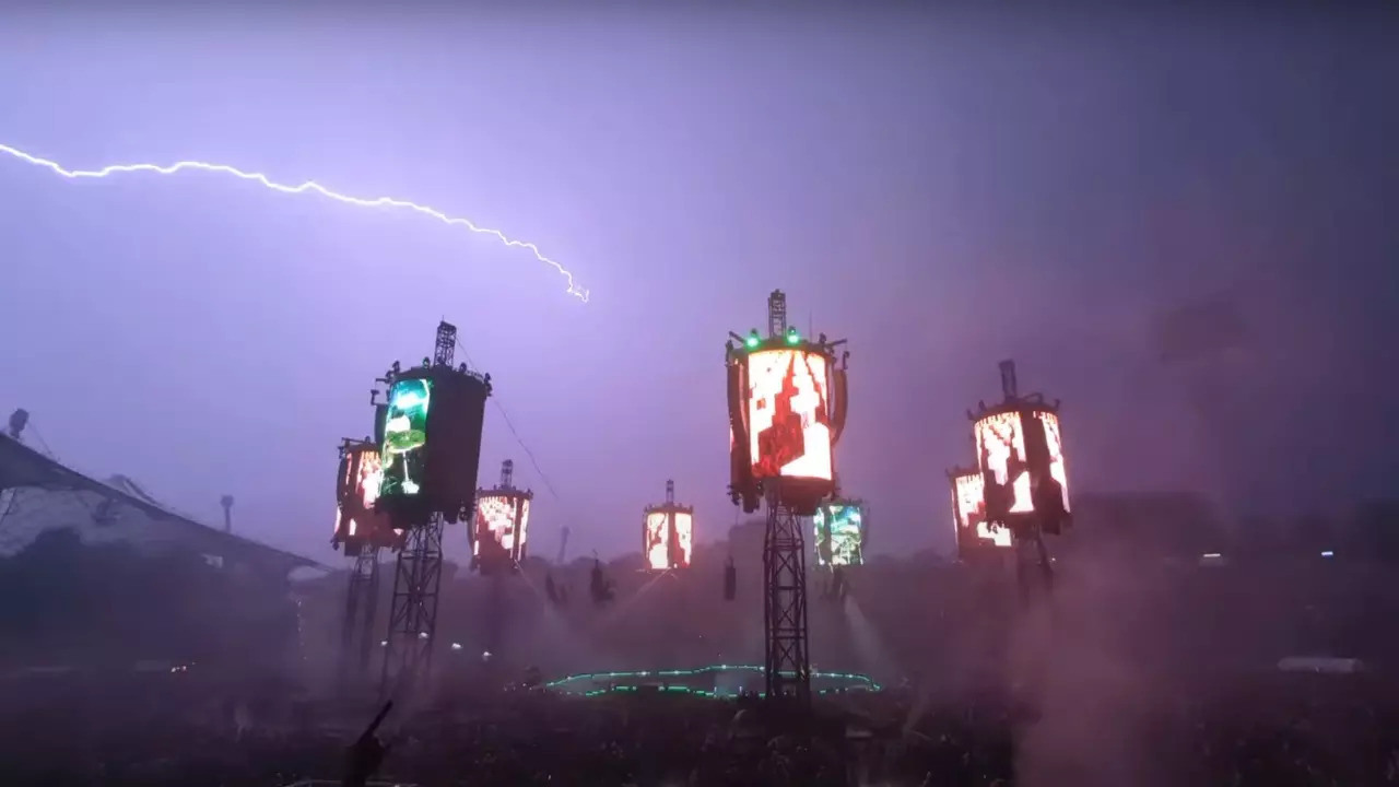 Lightning strikes during a Metallica concert at Olympiastadion in Munich, Germany. | Iain Abernethy