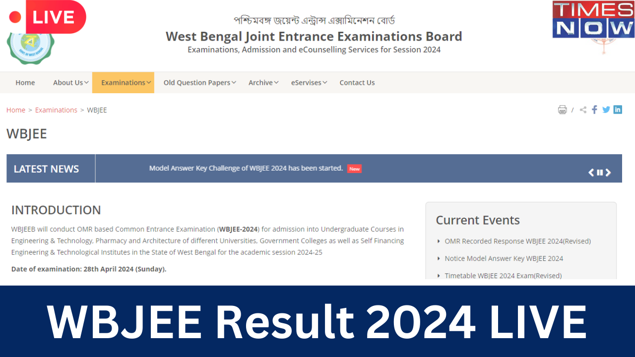 WBJEE Result Date 2024 West Bengal LIVE WBJEE Results Expected Today on wbjeebnicin Check Updates