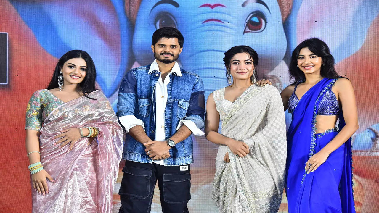 Rashmika Mandanna with Anand Deverakonda at the pre release event of Gam Gam Ganesha