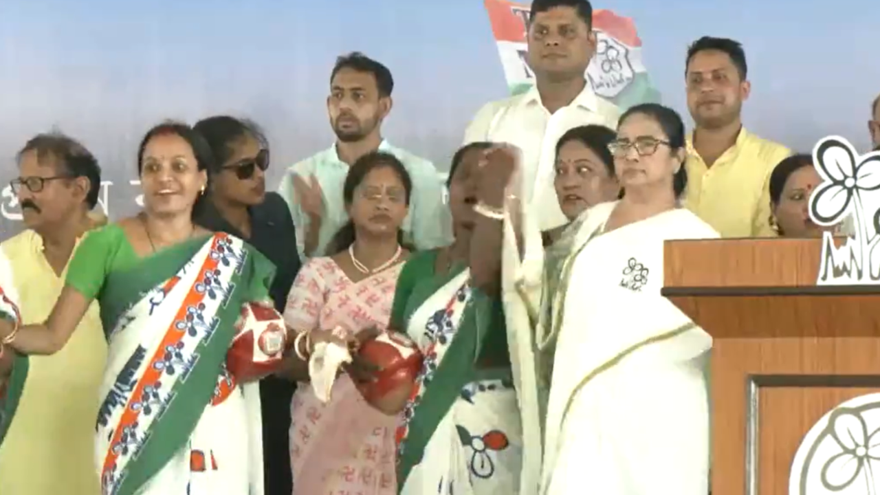 Mamata Banerjee Shakes A Leg On Stage With Women At Her Public Rally In South 24 Parganas | WATCH