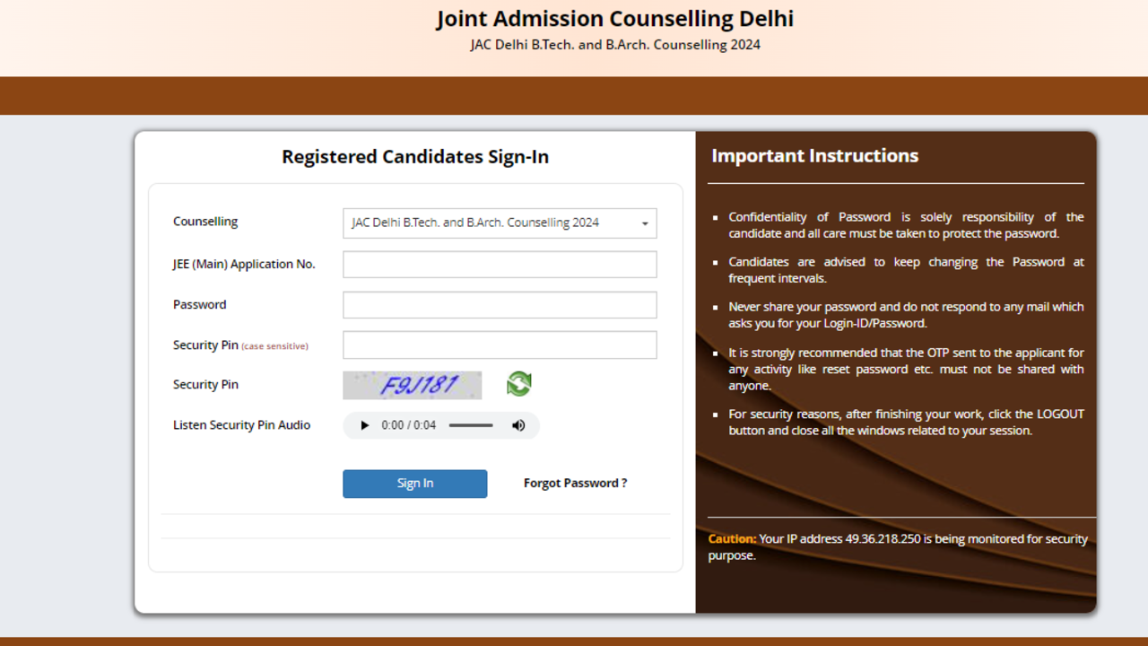jac delhi 2024 counselling registration begins at jacdelhi.admissions.nic.in; how to apply