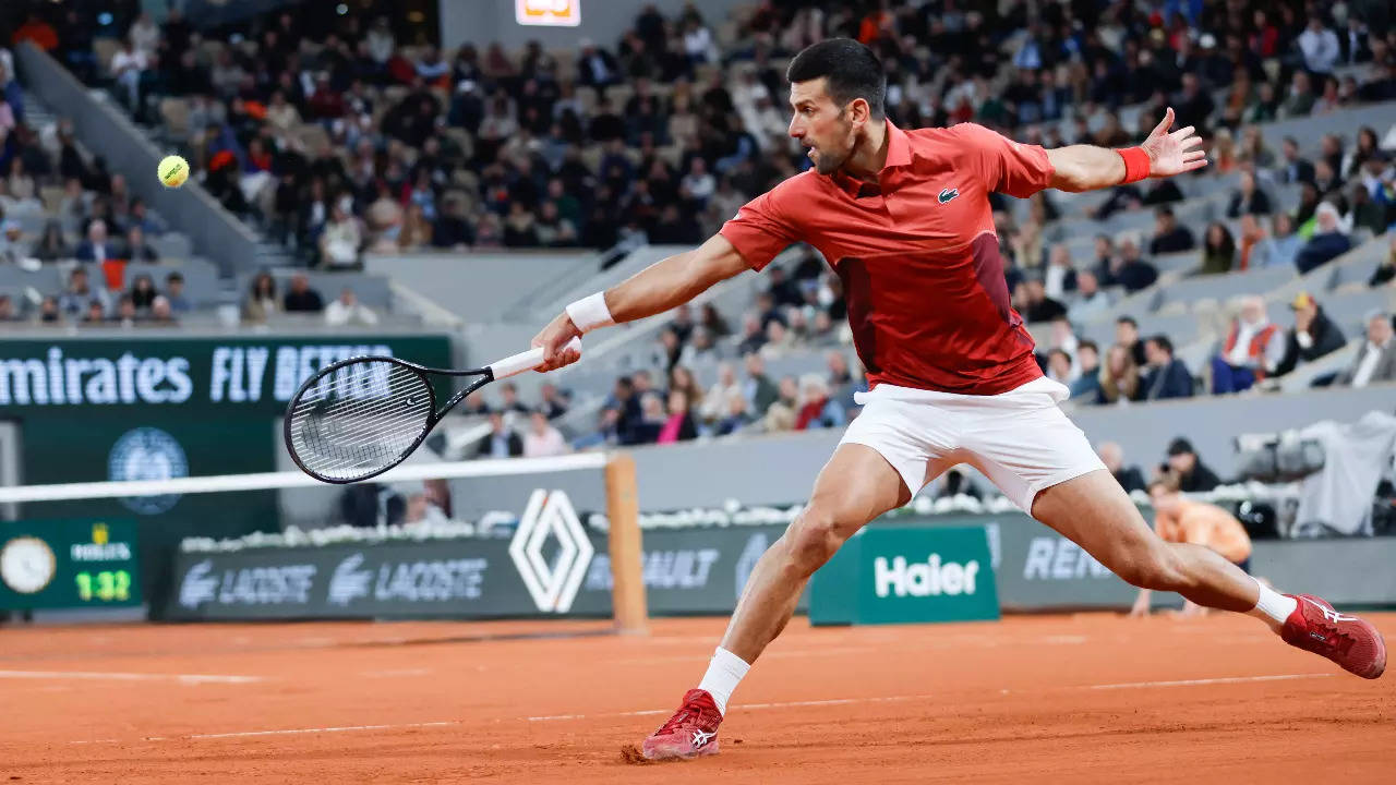 Novak Djokovic in action at French Open