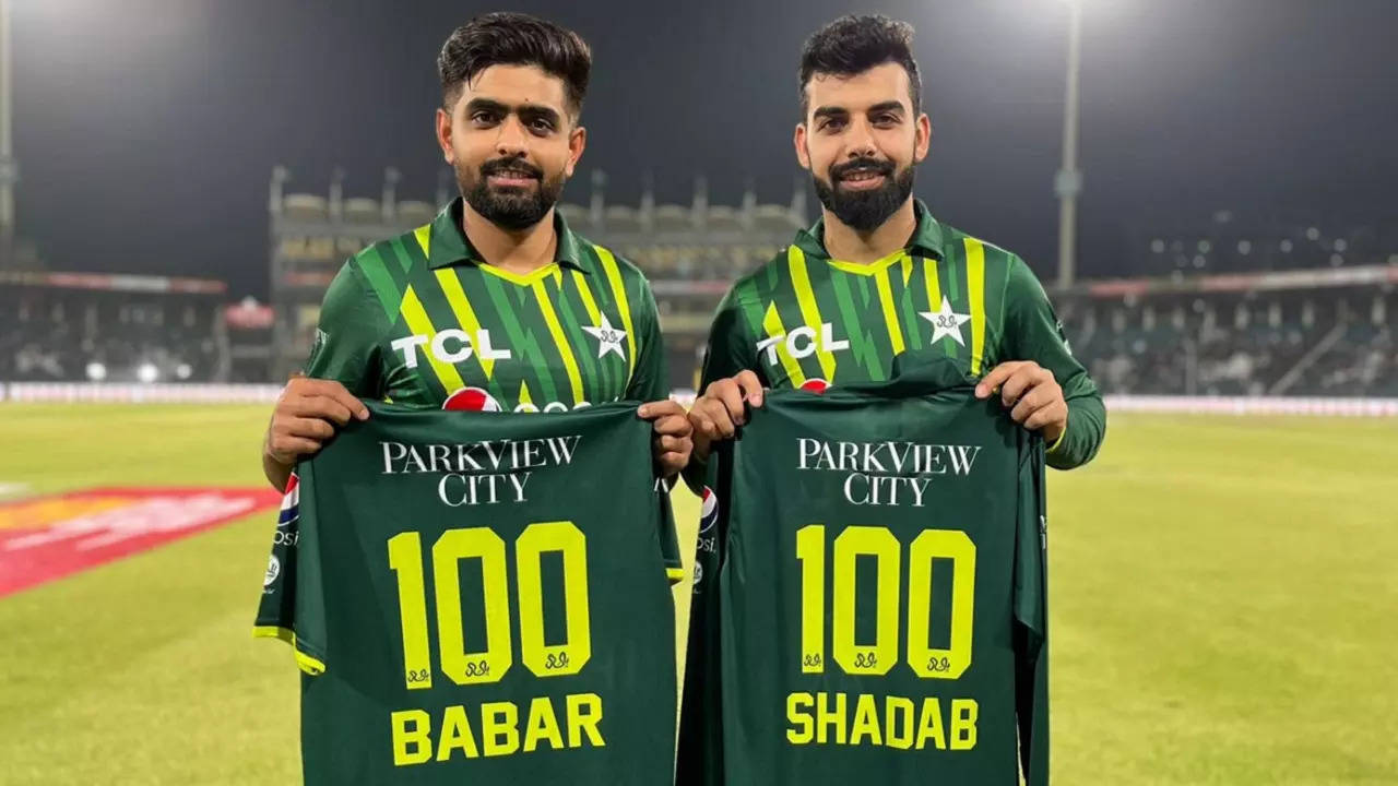 Shadab Khan becomes 4th cricketer to play 100 T20Is for Pakistan.