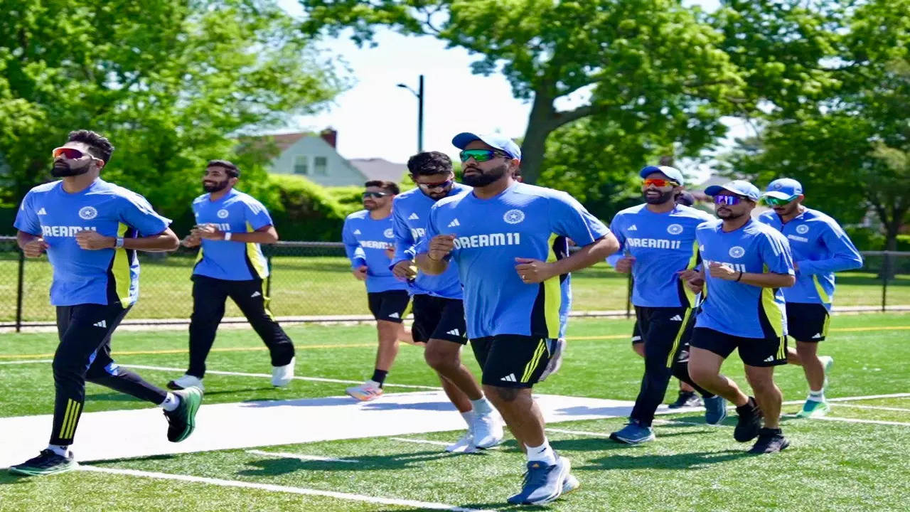 Indian players warming up in New York