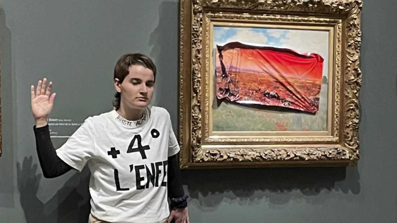 Climate Activist Vandalises Monet Painting In Paris With 'Ravaged' Replica | VIDEO