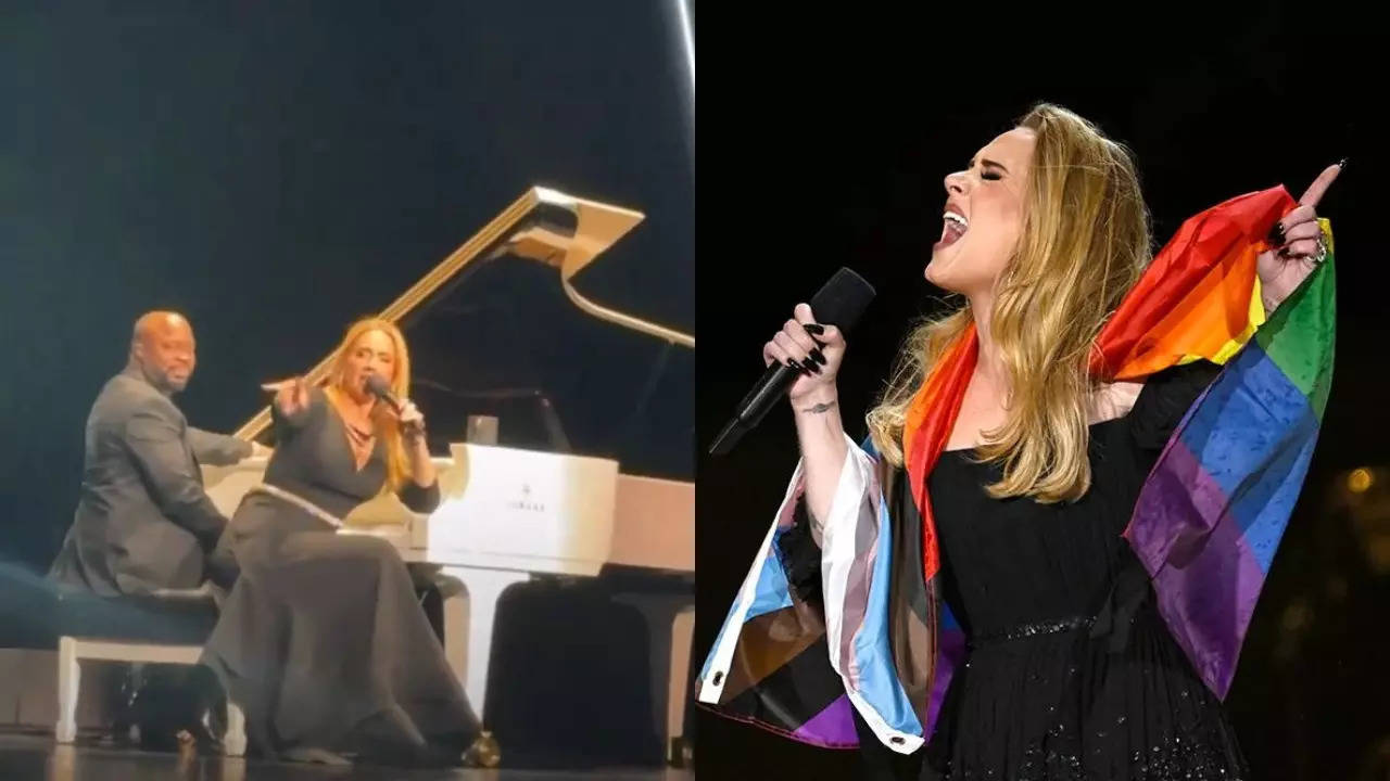 Adele calls out a heckler for shouting 'Pride sucks' at her Las Vegas show. | Courtesy: @popbase/X