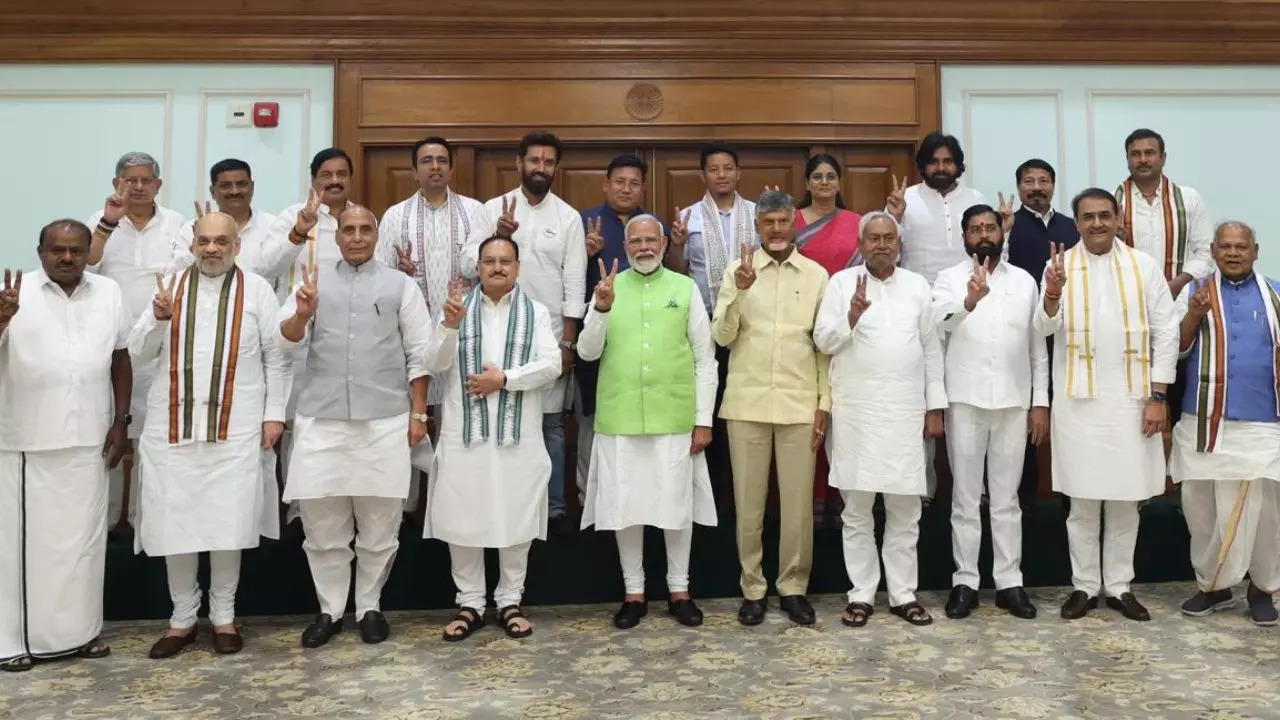 NDA allies after the meeting in Delhi