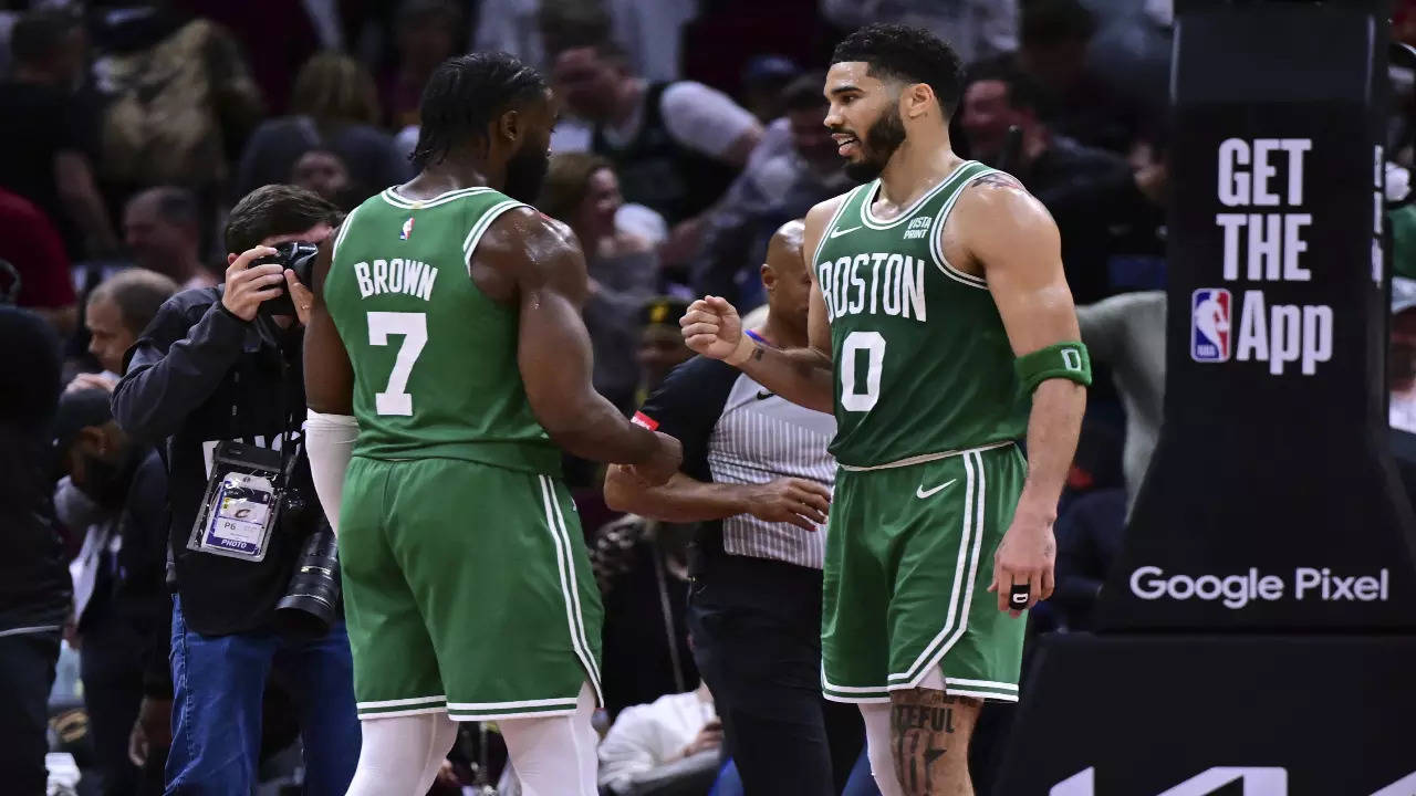 Jaylen Brown and Jayson Tatum in action