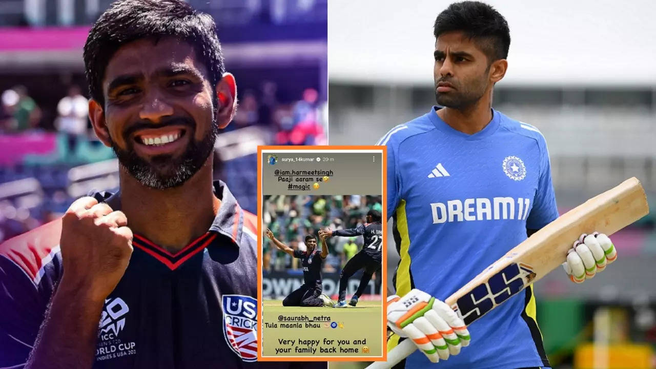 ​Suryakumar Yadav's Instagram story for USA star Saurabh Netravalkar, who played a big role in USA's win over Pakistan in super over of T20 World Cup 2024 match goes viral