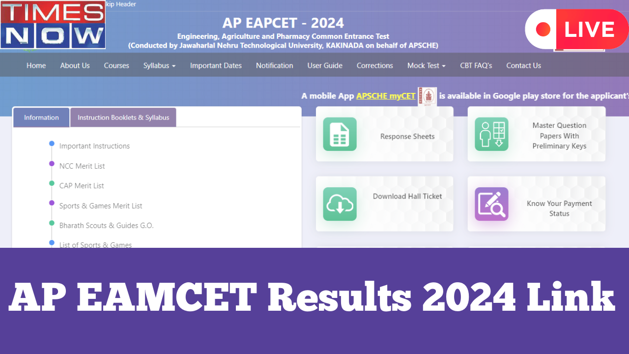 AP EAMCET 2024 Results Date Highlights: Manabadi EAMCET Results Soon on cets.apsche.ap.gov.in, Check Updates