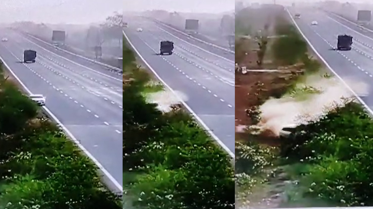 Car accident on Delhi-Mumbai expressway.