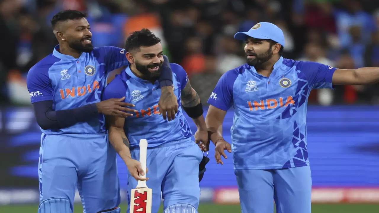 Rohit Sharma, Hardik Pandya and Virat Kohli