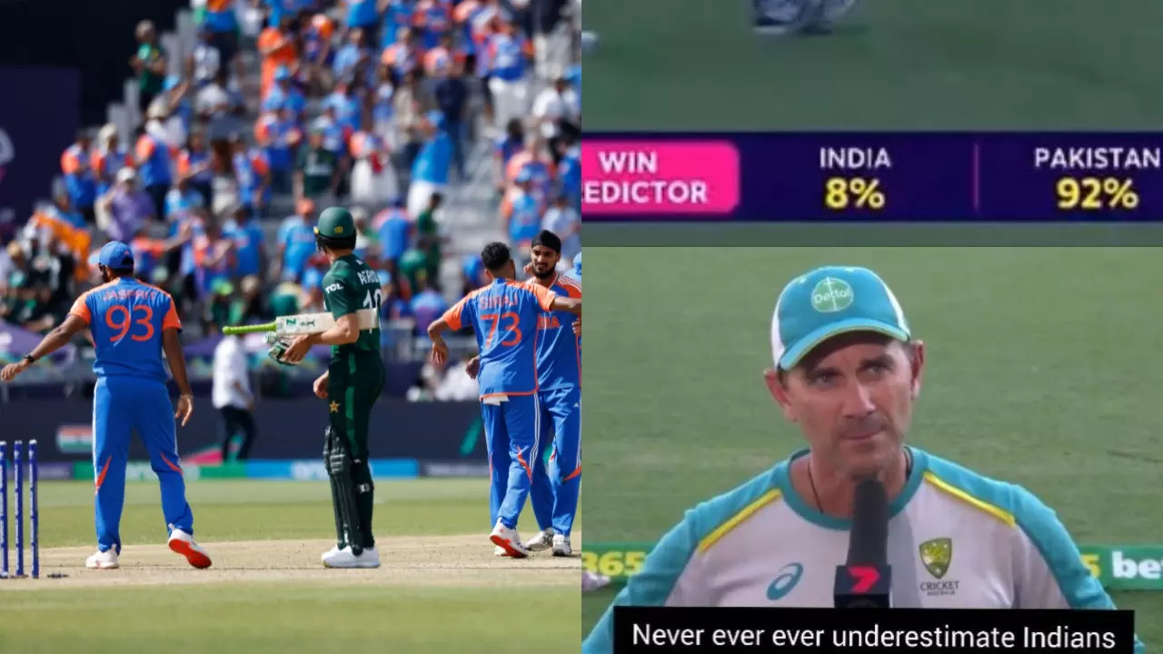 The real-time Win Predictor as it stood during the India vs Pakistan match in New York. | AP/X