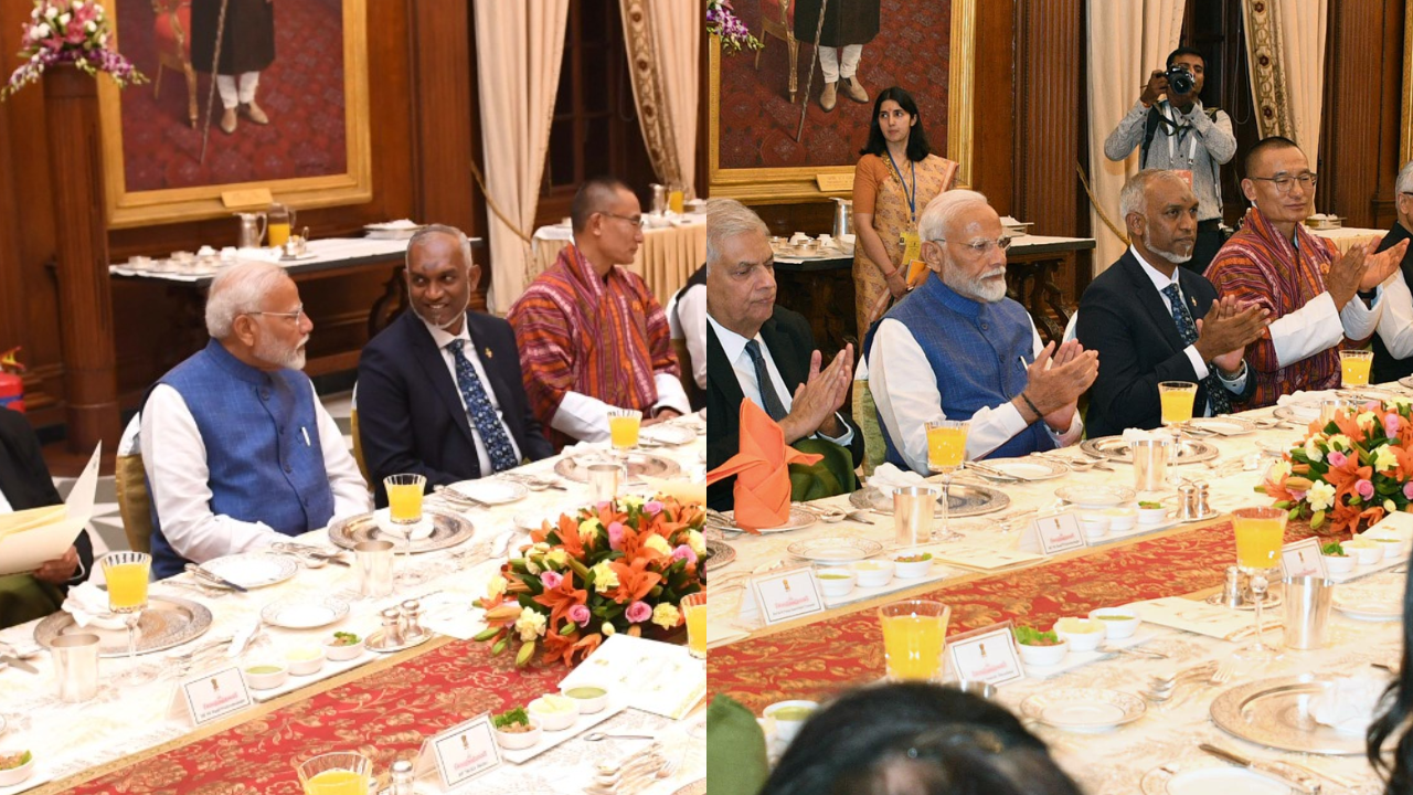 PM Modi Sits Next To Maldives' President Mohamed Muizzu At Banquet